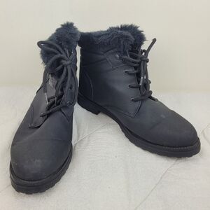 Sporto Women's Black Faux Fur-Lined Ankle Booties Weatherproof cabincore 9.5